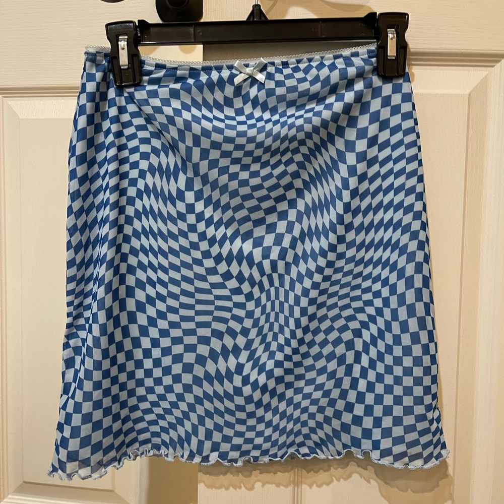 Funky checkered print mini skirt mesh, wild fable